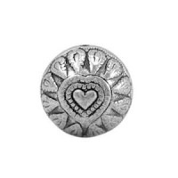 Metal bead disc heart 14x12mm Antique silver
